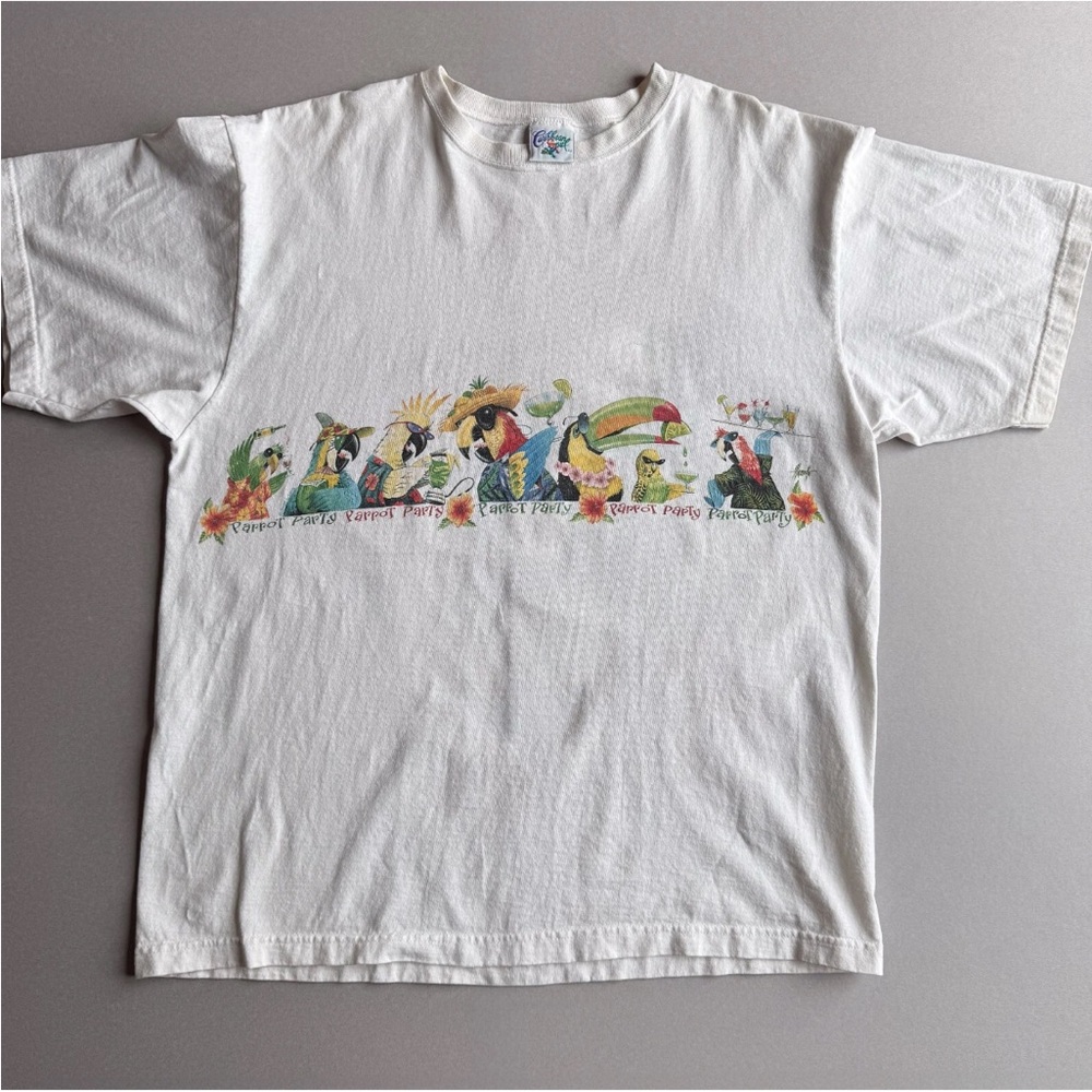 Vintage Jimmy Buffett Margaritaville Parrot Party T Shirt Size XL
